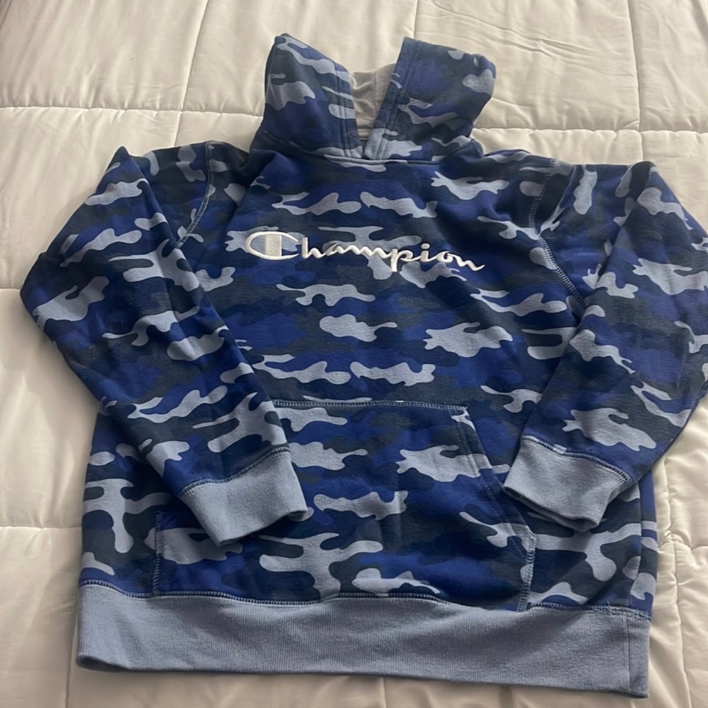 Champion Camouflage Hoodie, Blue Camo sweatshirt, size Youth Boys Kids XL